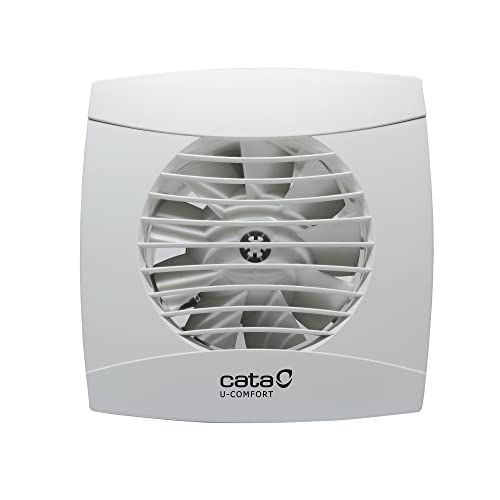 Cata Badkamerafvoerventilator, model UC-10 STD, standaardserie, werkt met lichtschakelaars, extra platte afvoerventilator, geluidsarm, hoge energie-efficiëntie, 15,4 x 15,4 x 10,5 cm