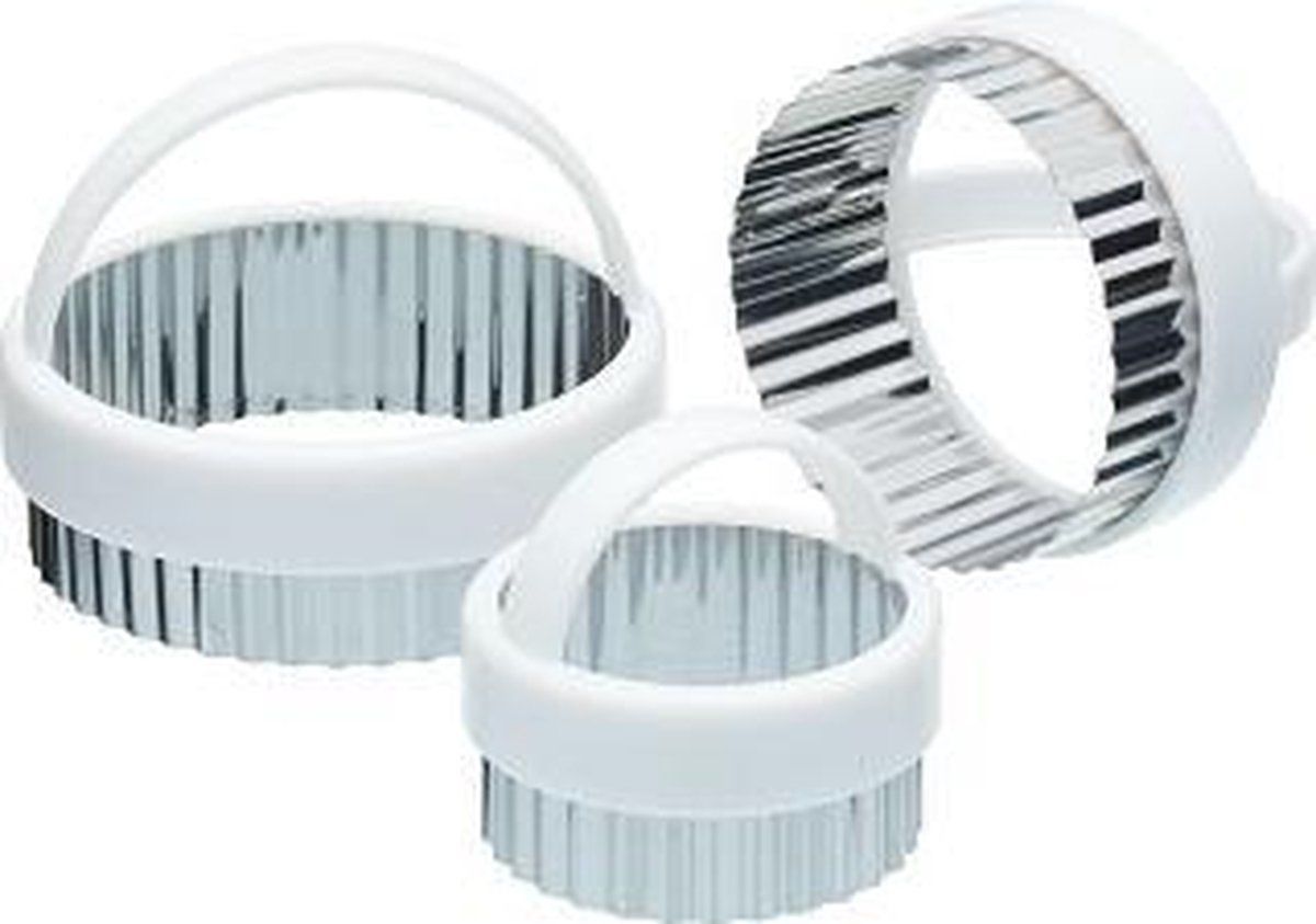 Kitchen Craft Uitstekerset Kartelrand Rond Rvs 3-delig