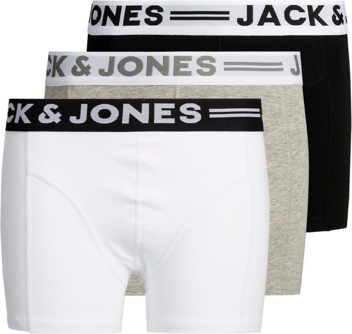 Jack&Jones junior Jongens Trunks 3-Pack - Light Grey Melange - Maat 128