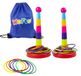 Jeu de lancer d'anneaux pour enfants avec 18 anneaux et sac de rangement
