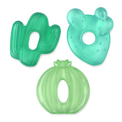 SNUNGPHIR Itzy Ritzy Water-Filled Teether; set met 3 cactus watertethers; getextureerd op beide zijden om te masseren in de koeler; set van 3 groene cactus