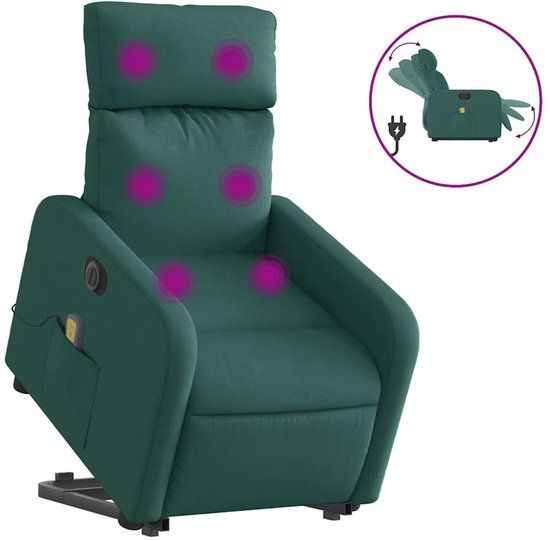 VidaXL Sta-op-massagestoel elektrisch verstelbaar stof donkergroen