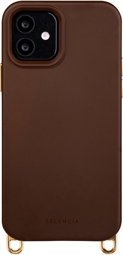 Selencia Rivièra MagSafe Backcover met afneembare haakjes voor de iPhone 12 / 12 Pro - Choco Brown