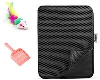 TEBJEN Kattenbakmat - Zwart - 40x50cm - Met Schepje & Speelgoedmuisje