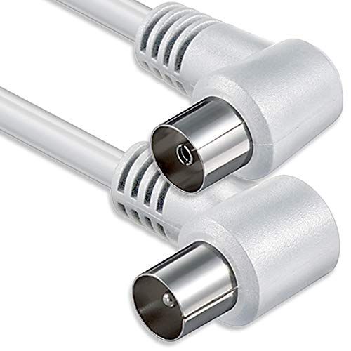 1aTTack.de Antenna cable Coax-kabel F-connector Coax-connector TV za kabel 1,5 Meter Coax white St-Ku (2xangles) 75db