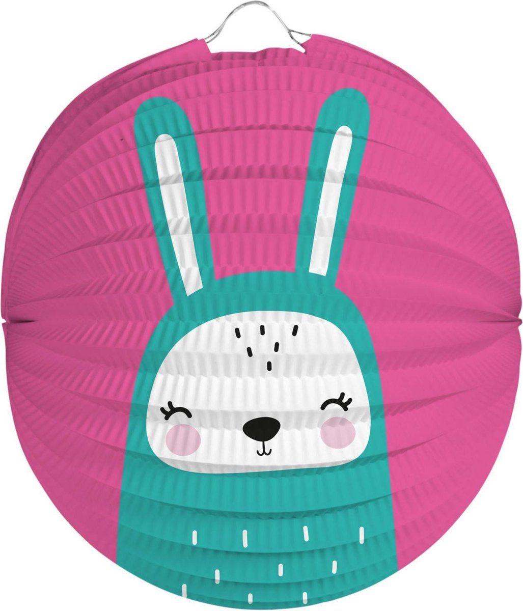 Folat Lampion Konijn Junior 22 Cm Roze/groen