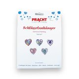 Pracht Creatives Hobby 6044-50011 Diamantschilderen sleutelhanger, hartjesmotief, knutselset voor het ontwerpen van 5 hangers met glittersteentjes, voor kinderen vanaf 5 jaar