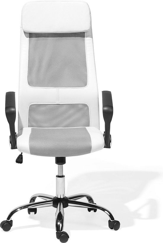 Beliani PIONEER Bureaustoel - Wit Kunstleer