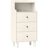 Mobliva Commode à 3 tiroirs et 2 étagères ouvertes, design moderne et stable, idéale pour la chambre ou le salon, 47 x 29 x 95 cm, finition bois blanc.