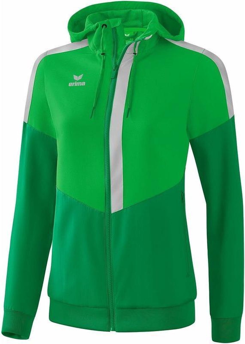 Erima Squad Tracktop Jack Met Capuchon Dames Fern Green-Smaragd-Zilver Grijs Maat 34