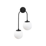 WELL HOME MOBILIARIO & DECORACIÓN Wandlamp, wit, metaal, zwart, 30 x 24 x 55, fitting 2 x E14 max 15 W