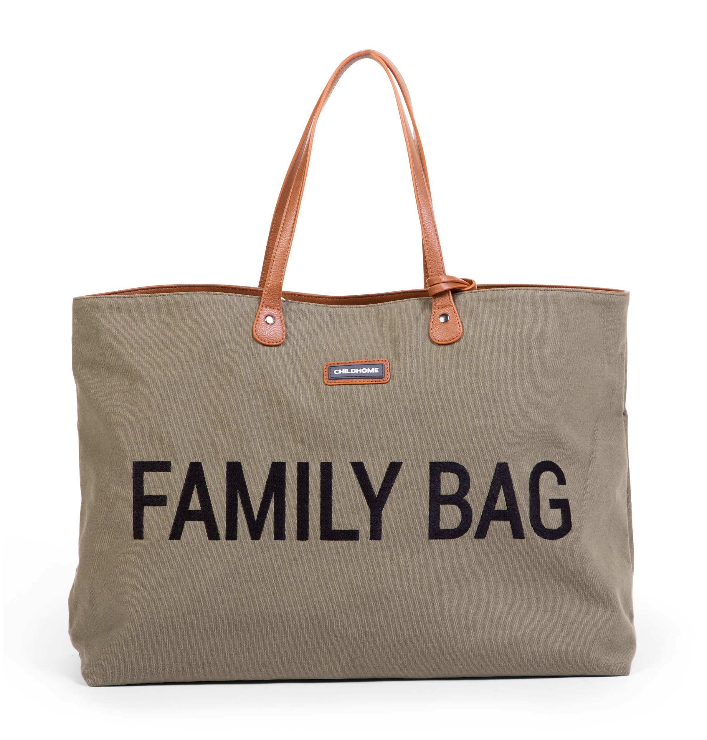 Childhome Family Bag - Khaki Tote Diaper Bag - Cotton, PU Leather, Polyester - Unisex