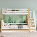 in& out door furniture Lit enfant, avec barre de sécurité et rambarde, conçu avec trois positions de lit, avec lit gigogne, blanc + naturel, 90x200 & 120*200cm