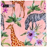 Merkloos Servetten - 33x33 cm - Dieren - Zebras & Girafes