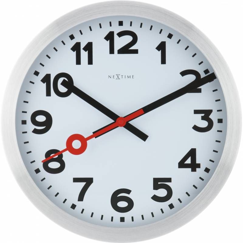 NeXtime 3999AR Wandklok - 35 cm - Aluminium - Wit