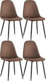 CLP Napier Set van 4 eetkamerstoelen - Kunstleer/bruin