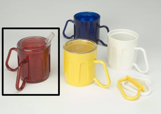 Adhome Beker met 2 aanpasbare handvatten MedeciÂ® Cup 340 ml - rood transparant