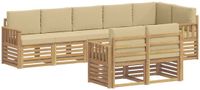 vidaXL - Bank loungeset - 8 zitplekken - Wit en Beige - Polyester
