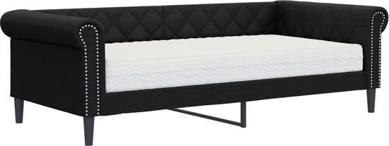 vidaXL Slaapbank met Matras Kunstleer Zwart 90x200 cm