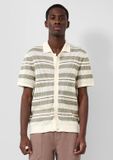 QS s.Oliver Cream Striped Knitted Casual Shirt L