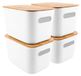 Set of 4 Storage Boxes with Bamboo Lid 25x17.2x15 cm