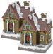 Merkloos / Sans marque Koopman International Verlicht kersthuisje - 2x - gele bakstenen - polystone - 13 cm - kleur veranderende lichtjes - kerstdorp - kerstversiering