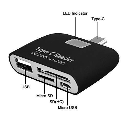 Shot Case Kaartlezer voor Motorola One Zoom Smartphone type C Android SD Micro SD USB adapter zwart