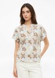 s.Oliver T-shirt V-hals Korte mouw Aansluitend Polyester Zandkleuren