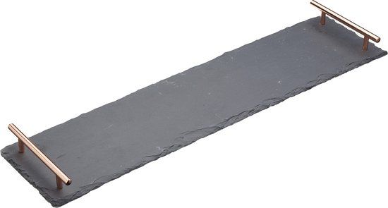 KitchenCraft Artesà Leistenen dienblad met koperen handgrepen - 60 x 15 cm