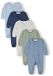 Minoti baby pyjama 5-pack jongens onesie - met voetjes - lange mouw - Blauw - Effen - 100% katoen - 5 stuks