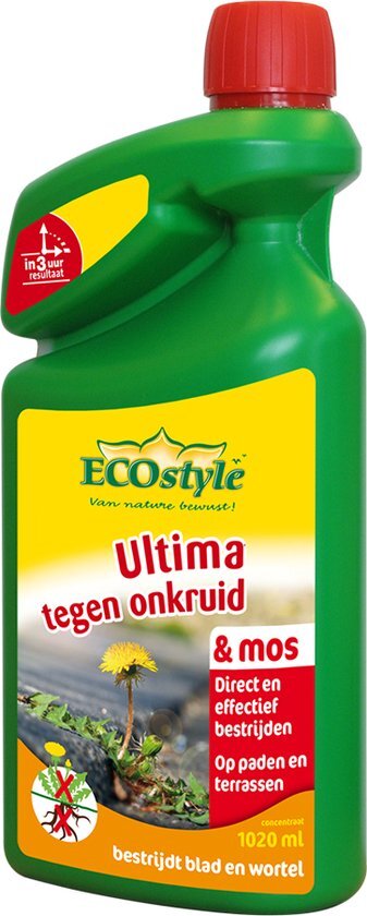 ECOSTYLE Ultima onkruid & mos - bestrijdt wortel en blad - concentraat 1020 ml Tegen onkruid & mos op paden en terassen