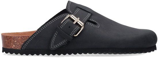 Sacha - Dames - Zwarte leren clogs met gesp - Maat 40