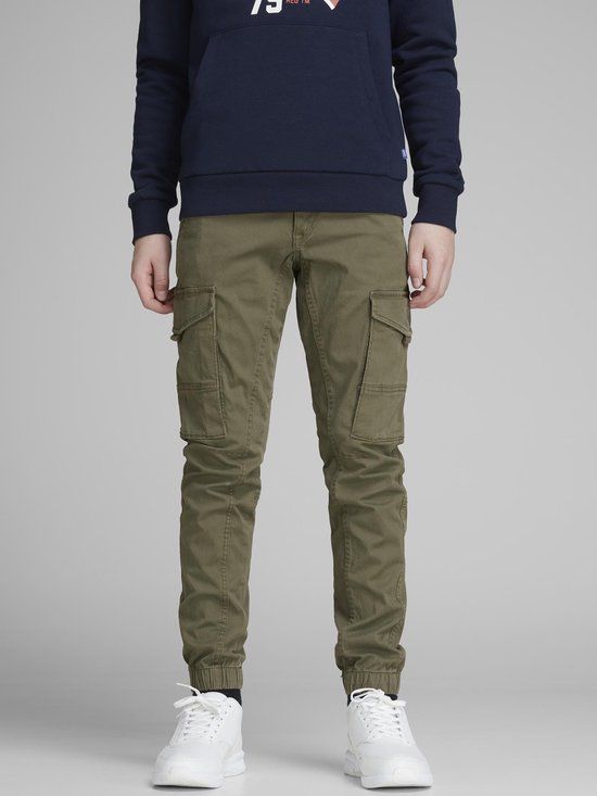 JACK & JONES JUNIOR Paul Flake Cargo Broek - Olive Night - Maat 176