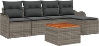 vidaXL Tuinbank Set 6-st Grijs Poly Rattan