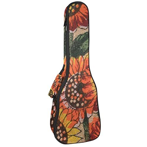 Mersov Tenor Ukulele Gigbag Waterdichte Ukelele Case Gewatteerde Rugzak, Geweldig voor Sopraan Concert (21/23/24") Olie Paniting Zonnebloem