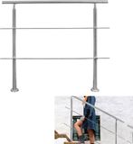 Merkloos / Sans marque HITGROW SP. Z O.O. Roestvrij stalen leuning Trapleuning 160cm 2 dwarsbalken Zilver