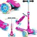 KIDIZ® Trottinette - Trottinette à 3 roues - Scooter - Trottinette enfant X-Pro2 avec roues lumineuses LED PU Pédale pliable Trottinette pour enfants Trottinette de ville réglable en hauteur pour garçons et filles 3-12 ans - Rose