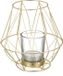 Merkloos Relaxdays waxinelichthouder - geometrisch design - met glas - metaal - 14 x 14 cm - goud