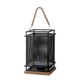 Casablanca windlicht metaal vlechtwerk - rechthoekig - zwart - hoogte 40cm x breedte 23cm - lantaarn