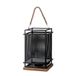 Casablanca windlicht metaal vlechtwerk - rechthoekig - zwart - hoogte 40cm x breedte 23cm - lantaarn