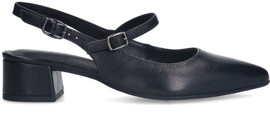No Stress Dames Zwarte leren slingbacks Maat 42