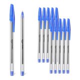 Amazon Basics balpennen, 0.1 cm, Blauw/Transparant, Verpakking van 12