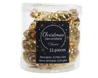 Decoris 12 Glazen dennenappels 40 mm licht goud