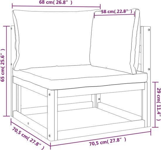 vidaXL 5-delige Loungeset met groene kussens massief hout