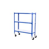 Simon Rack Metalen stelling met wielen 975x1100x500 mm - Simonclick | 3 niveaus, Metalen legbord, 75 kg buigbelasting, Corrosiewerende coating, Montage met kliksysteem, Blauw/Wit