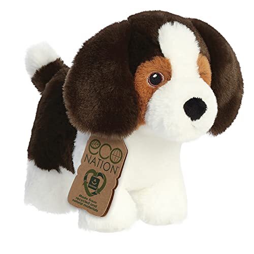 Aurora 35047, Eco Nation Beagle Hond, 8In, Zacht Speelgoed, Zwart & Wit