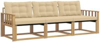 vidaXL Bank loungeset 3-delig Wit en Beige