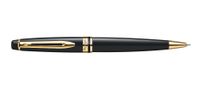 Waterman Expert stylo à bille | Noir brillant avec finition or 23 carats | Plume moyenne | Encre bleue | Coffret cadeau