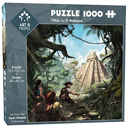 ART&Meeple Puzzel, vierkant, 1000 stuks, hoogwaardig, 57,5 x 57,5 cm + poster 48 x 48 cm, originele stukken gesneden, dik karton aan beide zijden gelamineerd met papier - TIKAL