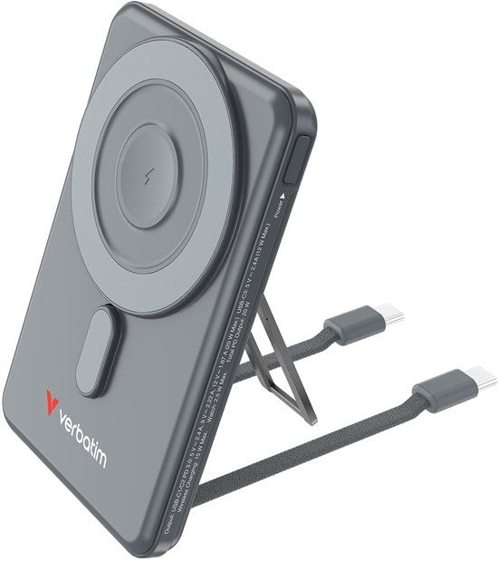 Verbatim Powerbank Charge 'n' Go 2C Magnetic Wireless 5000mAh Grijs